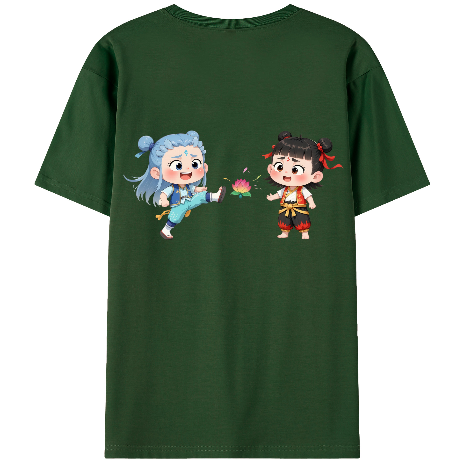 （画像用） Ne Zha 2 ナタ 魔童の大暴れ 綿100％半袖Tシャツ（背面プリント）